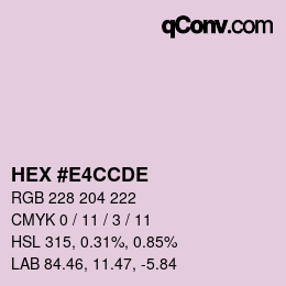 Color code: HEX #E4CCDE | qconv.com