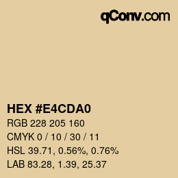 Color code: HEX #E4CDA0 | qconv.com