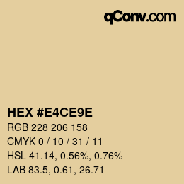 Color code: HEX #E4CE9E | qconv.com