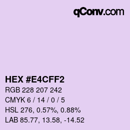 Color code: HEX #E4CFF2 | qconv.com