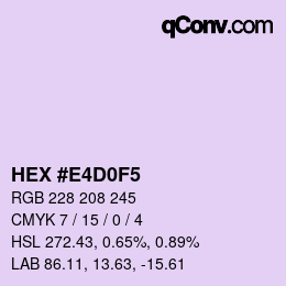 カラーコード: HEX #E4D0F5 | qconv.com