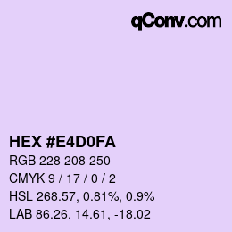 Color code: HEX #E4D0FA | qconv.com