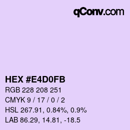 Código de color: HEX #E4D0FB | qconv.com