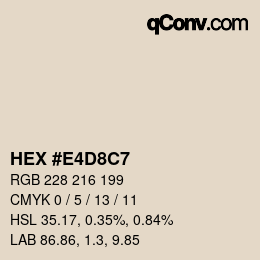 Farbcode: HEX #E4D8C7 | qconv.com