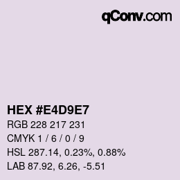 Color code: HEX #E4D9E7 | qconv.com