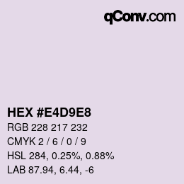Color code: HEX #E4D9E8 | qconv.com