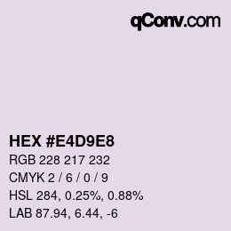 Color code: HEX #E4D9E8 | qconv.com