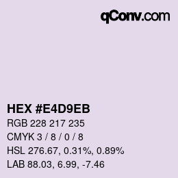 Color code: HEX #E4D9EB | qconv.com