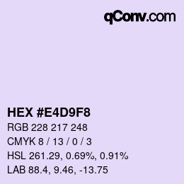 Color code: HEX #E4D9F8 | qconv.com