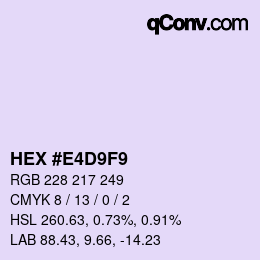 カラーコード: HEX #E4D9F9 | qconv.com