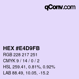 Color code: HEX #E4D9FB | qconv.com