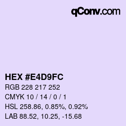 カラーコード: HEX #E4D9FC | qconv.com