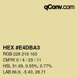 Color code: HEX #E4DBA3 | qconv.com