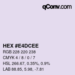 Color code: HEX #E4DCEE | qconv.com