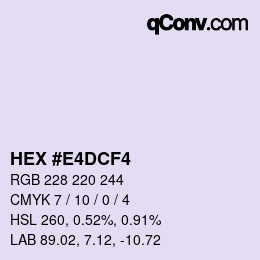 Color code: HEX #E4DCF4 | qconv.com