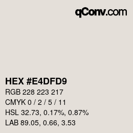 Color code: HEX #E4DFD9 | qconv.com