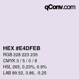 Color code: HEX #E4DFEB | qconv.com