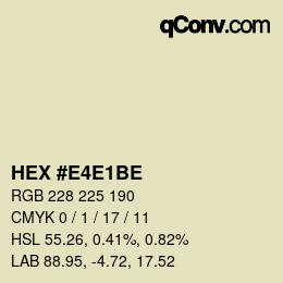 Color code: HEX #E4E1BE | qconv.com