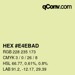 Color code: HEX #E4EBAD | qconv.com