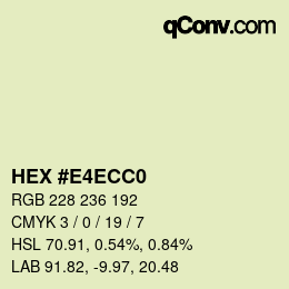 Color code: HEX #E4ECC0 | qconv.com