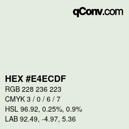 Color code: HEX #E4ECDF | qconv.com