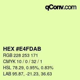 Color code: HEX #E4FDAB | qconv.com