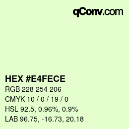 Color code: HEX #E4FECE | qconv.com