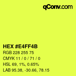 Color code: HEX #E4FF4B | qconv.com