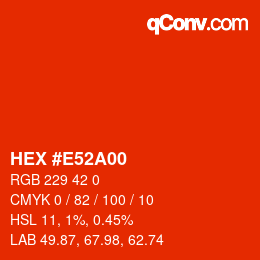 Color code: HEX #E52A00 | qconv.com