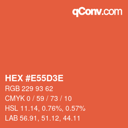 Color code: HEX #E55D3E | qconv.com