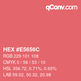 Color code: HEX #E5656C | qconv.com