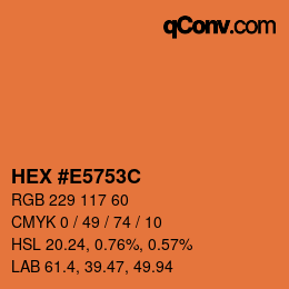 Color code: HEX #E5753C | qconv.com