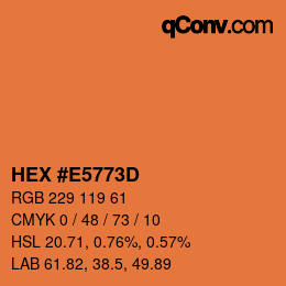 Color code: HEX #E5773D | qconv.com