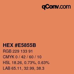 カラーコード: HEX #E5855B | qconv.com