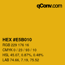 Farbcode: HEX #E5B010 | qconv.com
