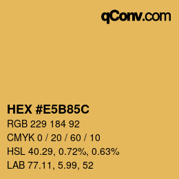 Color code: HEX #E5B85C | qconv.com