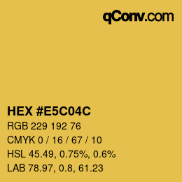 Color code: HEX #E5C04C | qconv.com