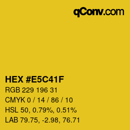 Farbcode: HEX #E5C41F | qconv.com