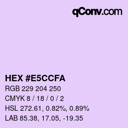 Color code: HEX #E5CCFA | qconv.com