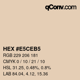 カラーコード: HEX #E5CEB5 | qconv.com