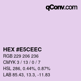 カラーコード: HEX #E5CEEC | qconv.com