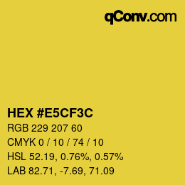 Color code: HEX #E5CF3C | qconv.com