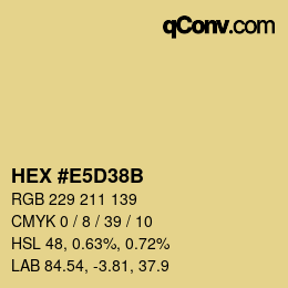 Color code: HEX #E5D38B | qconv.com