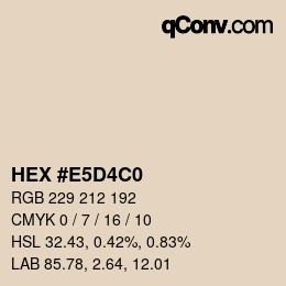 カラーコード: HEX #E5D4C0 | qconv.com