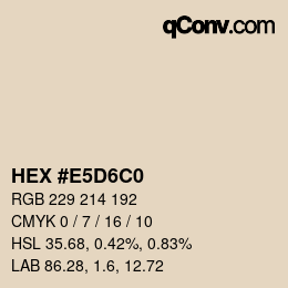 Color code: HEX #E5D6C0 | qconv.com