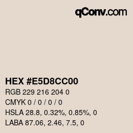 カラーコード: HEX #E5D8CC00 | qconv.com