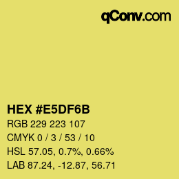Color code: HEX #E5DF6B | qconv.com