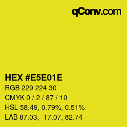 Farbcode: HEX #E5E01E | qconv.com