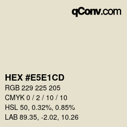 Color code: HEX #E5E1CD | qconv.com