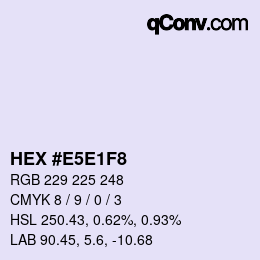Color code: HEX #E5E1F8 | qconv.com